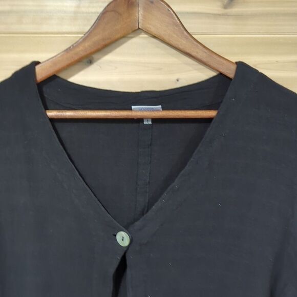 Oh My Gauze Top Womens Small/Medium Black Button Front Topper Cotton Boho - Picture 2 of 9
